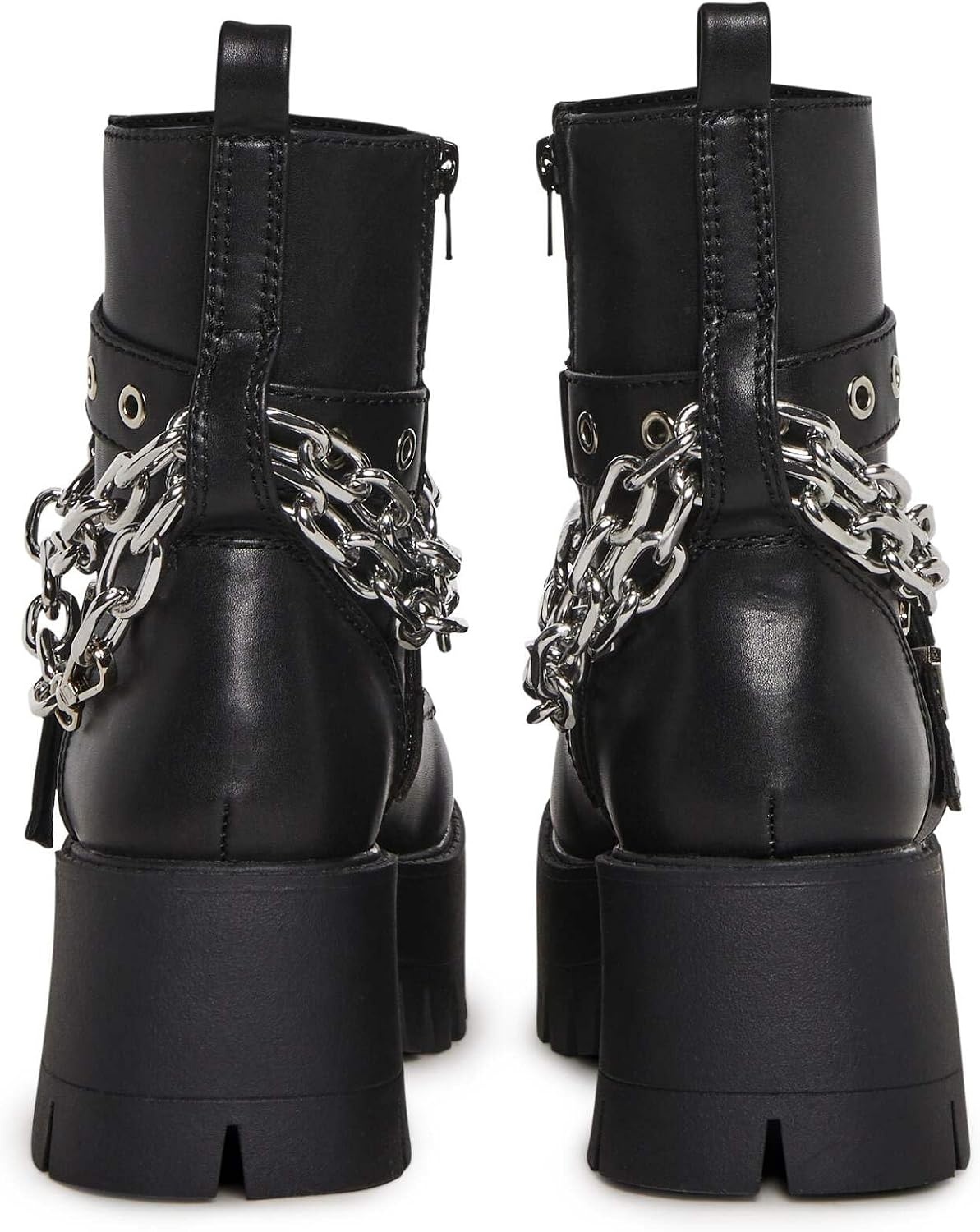 image:imageDolls Kill Bad Girl Blues Platform Boots by Current Mood Vegan Leather Boots with Buckles amp Chain Link for Edgy StreetwearBlack