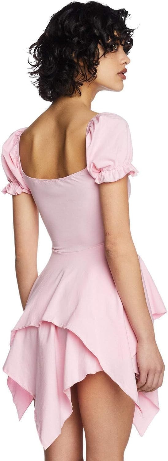 image:imageDolls Kill Chasin Rainbows Mini Dress by Current Mood Stretch Jersey Dress Asymmetrical Handkerchief Hem for Boho FashionPink