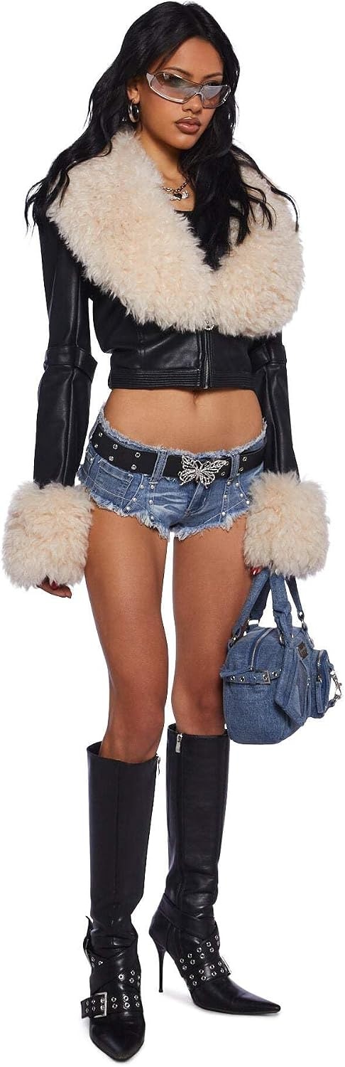 image:imageDolls Kill Covet Moto Jacket by Generation Kiss Cropped Vegan Leather Moto Jacket for Bold Streetwear FashionBlack