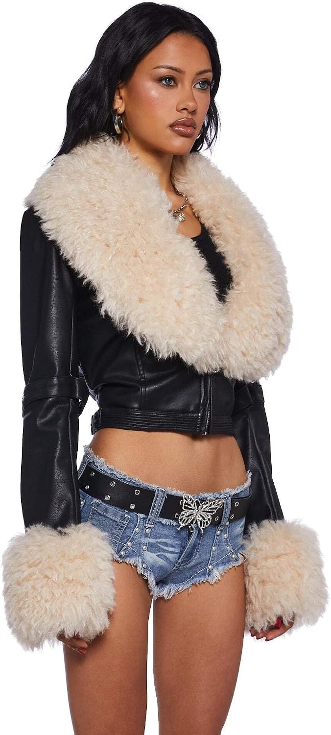 image:imageDolls Kill Covet Moto Jacket by Generation Kiss Cropped Vegan Leather Moto Jacket for Bold Streetwear FashionBlack