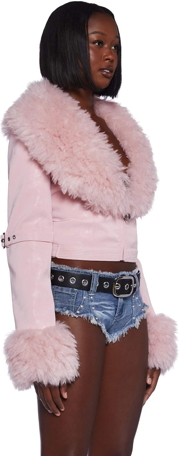 image:imageDolls Kill Covet Moto Jacket by Generation Kiss Cropped Vegan Leather Moto Jacket for Bold Streetwear FashionPink