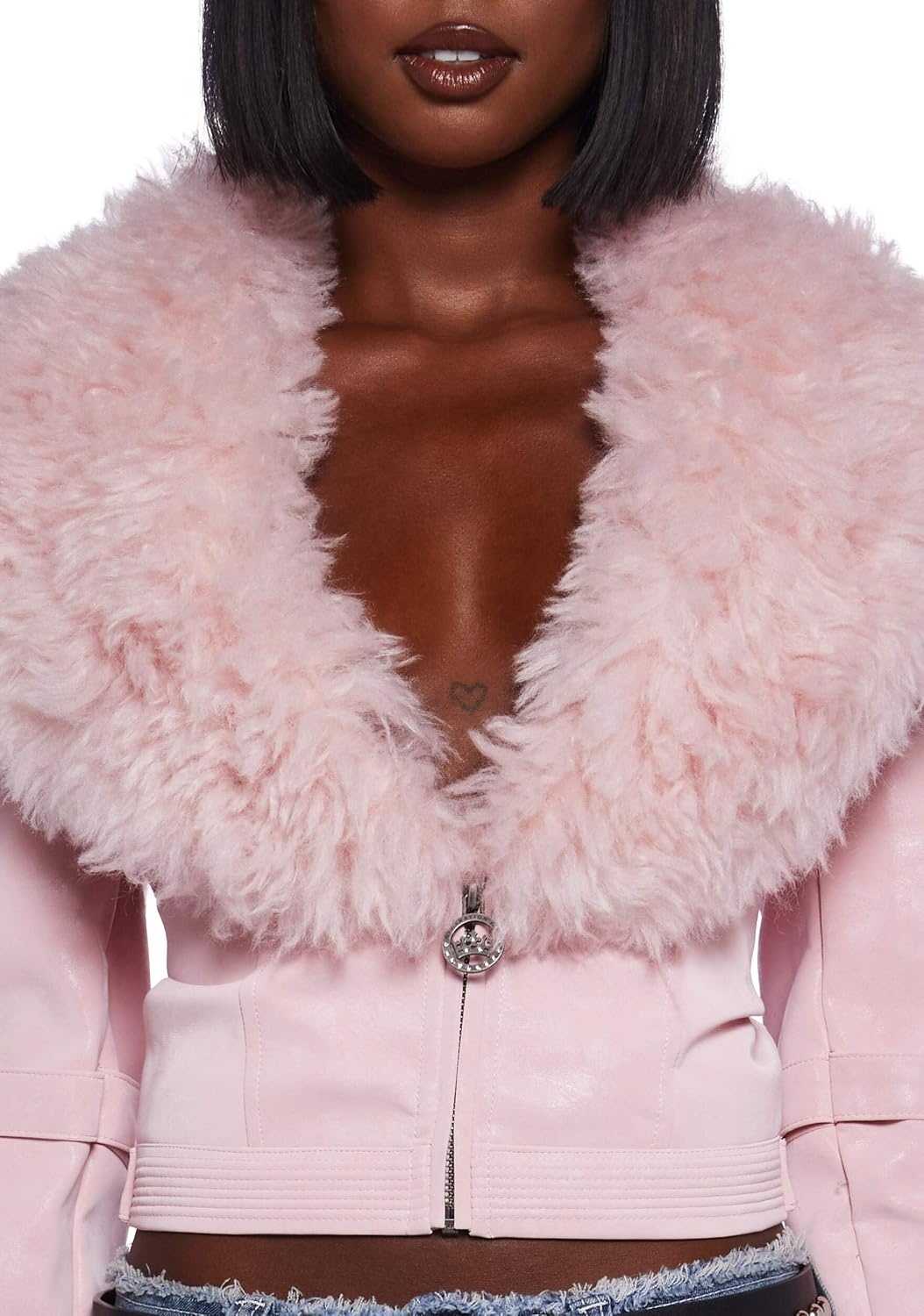 image:imageDolls Kill Covet Moto Jacket by Generation Kiss Cropped Vegan Leather Moto Jacket for Bold Streetwear FashionPink