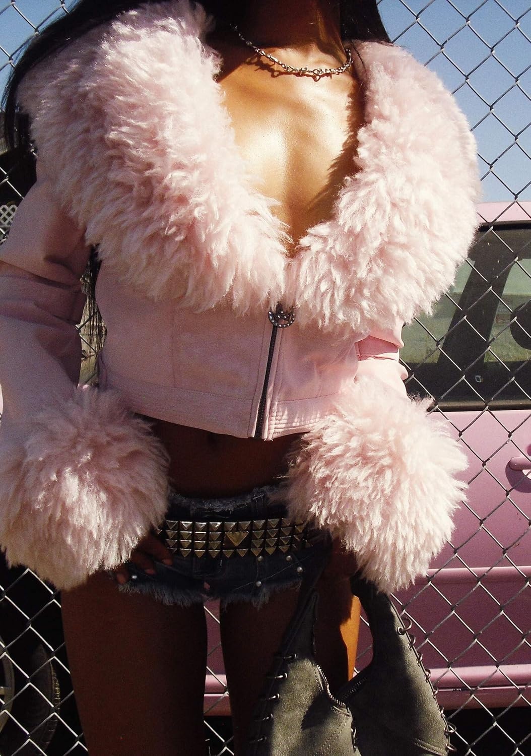 image:imageDolls Kill Covet Moto Jacket by Generation Kiss Cropped Vegan Leather Moto Jacket for Bold Streetwear FashionPink