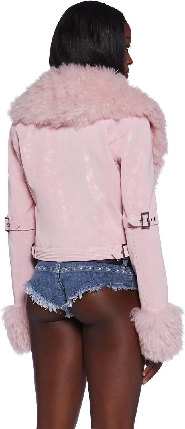 image:imageDolls Kill Covet Moto Jacket by Generation Kiss Cropped Vegan Leather Moto Jacket for Bold Streetwear FashionPink