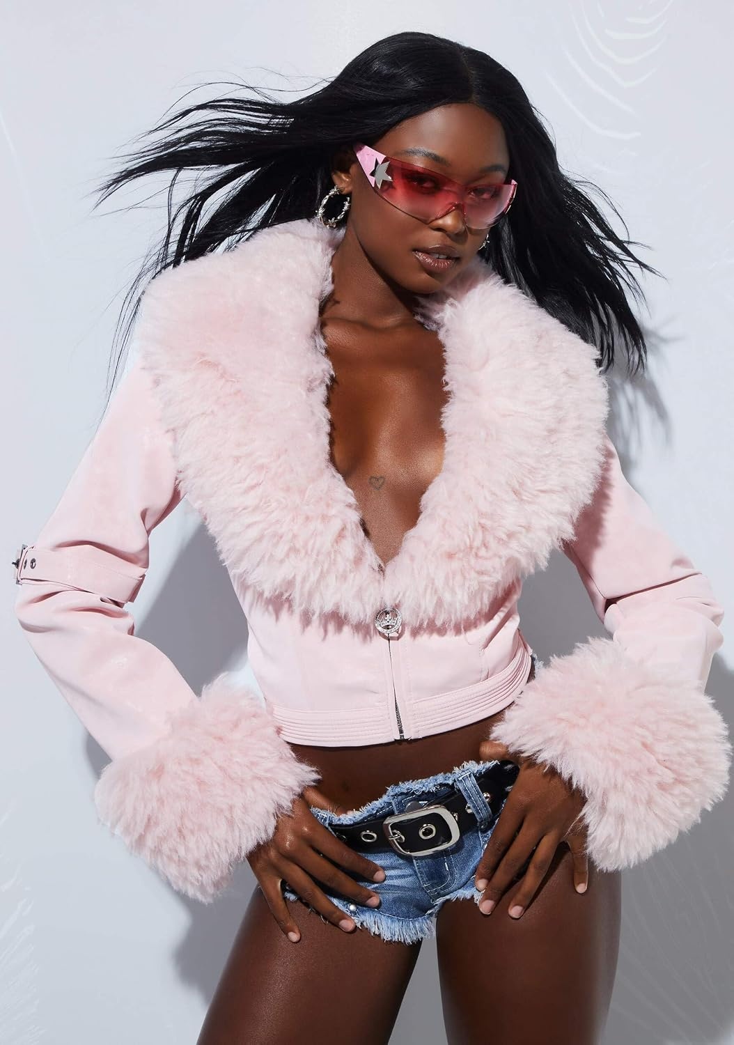 image:imageDolls Kill Covet Moto Jacket by Generation Kiss Cropped Vegan Leather Moto Jacket for Bold Streetwear FashionPink