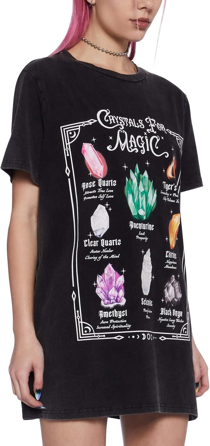 image:imageDolls Kill Crystal Girl Oversized Tee by Delias Washed Design with Crystal Graphics and Loose FitBlack