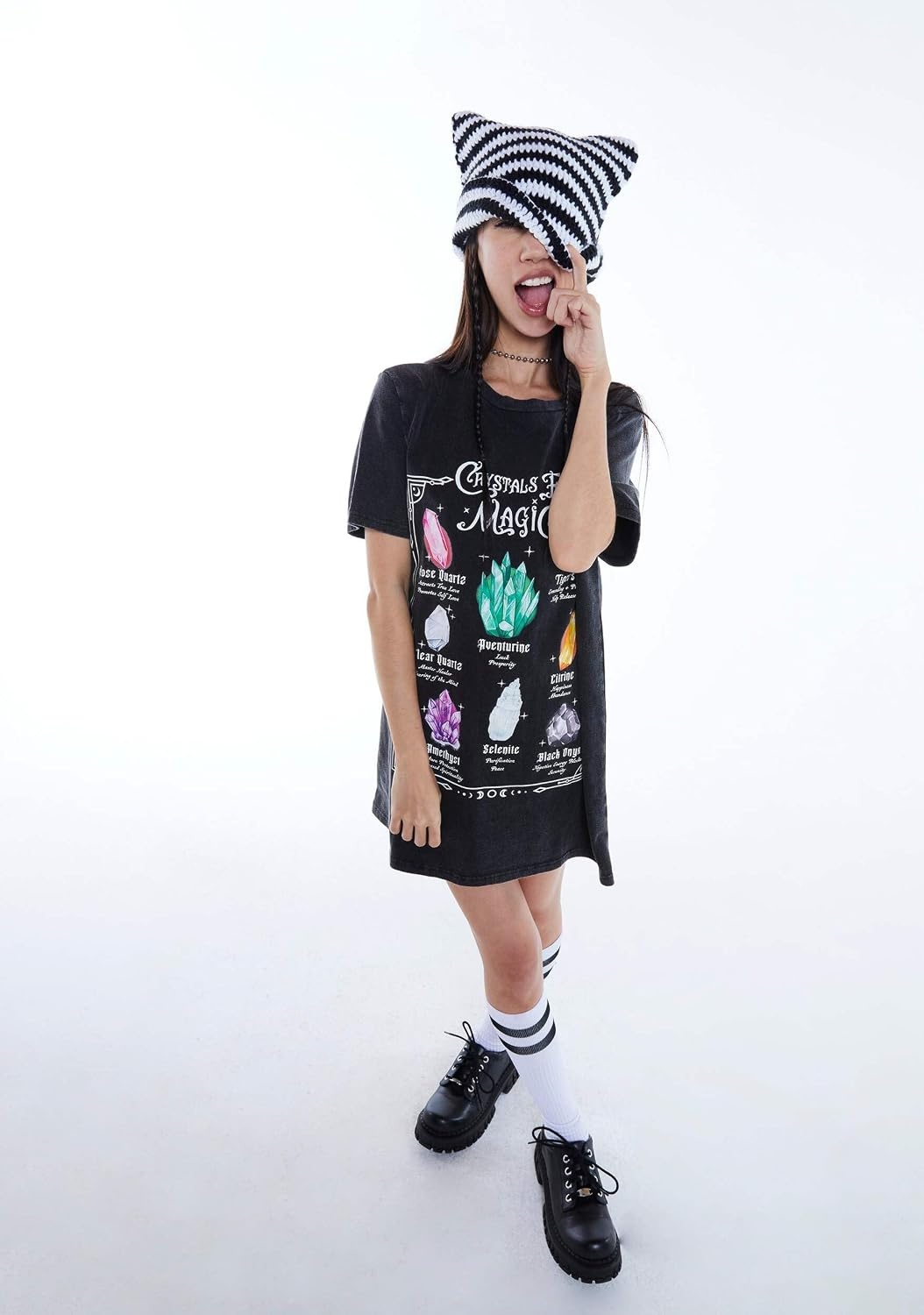image:imageDolls Kill Crystal Girl Oversized Tee by Delias Washed Design with Crystal Graphics and Loose FitBlack