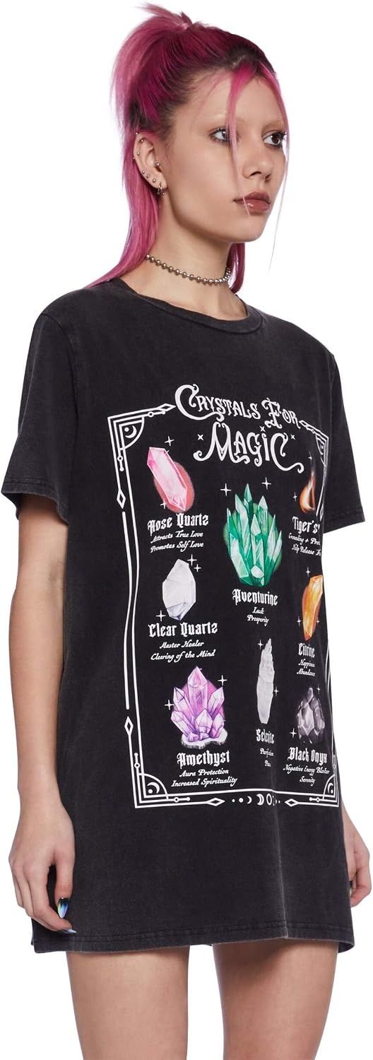 image:imageDolls Kill Crystal Girl Oversized Tee by Delias Washed Design with Crystal Graphics and Loose FitBlack