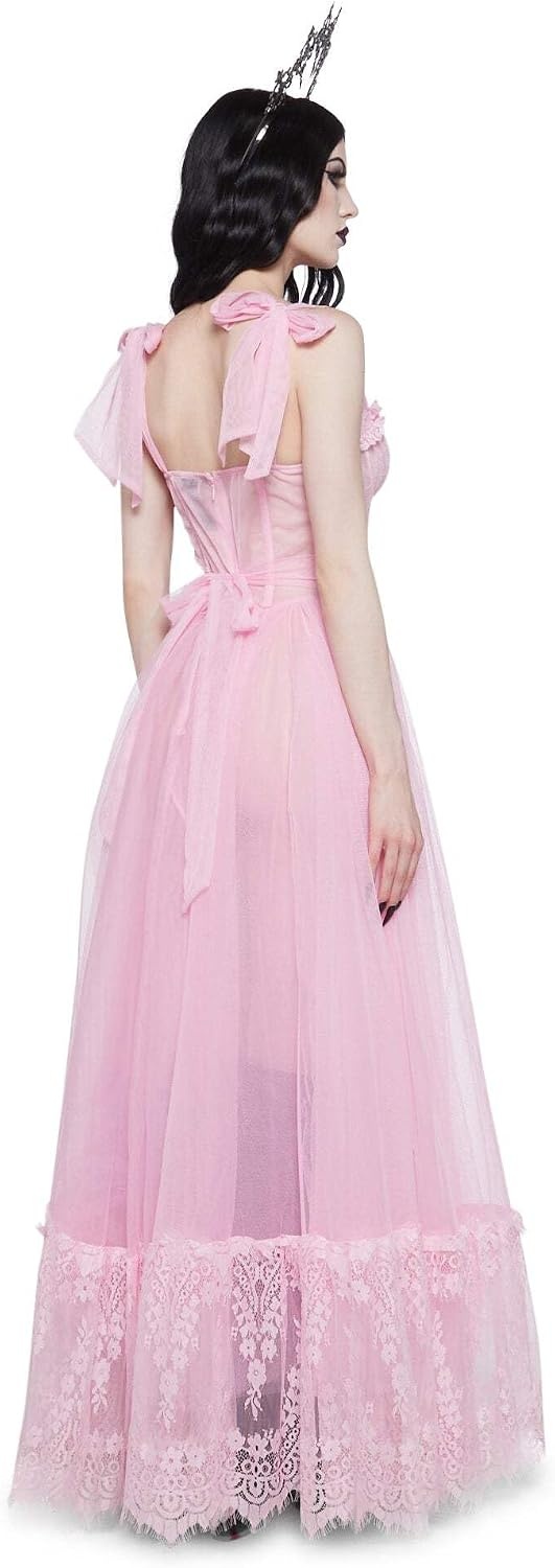 image:imageDolls Kill Dance with Death Maxi Dress by Widow Sheer Mesh Dress Perfect for Whimsy Goth FashionPink