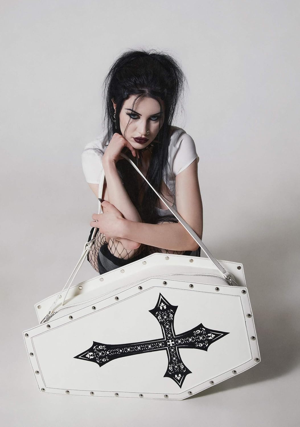 image:imageDolls Kill Dead Weight Coffin Weekender by Widow Coffin Shape Bag Made From Vegan Leather Perfect for Spooky Getaways by WidowWhite