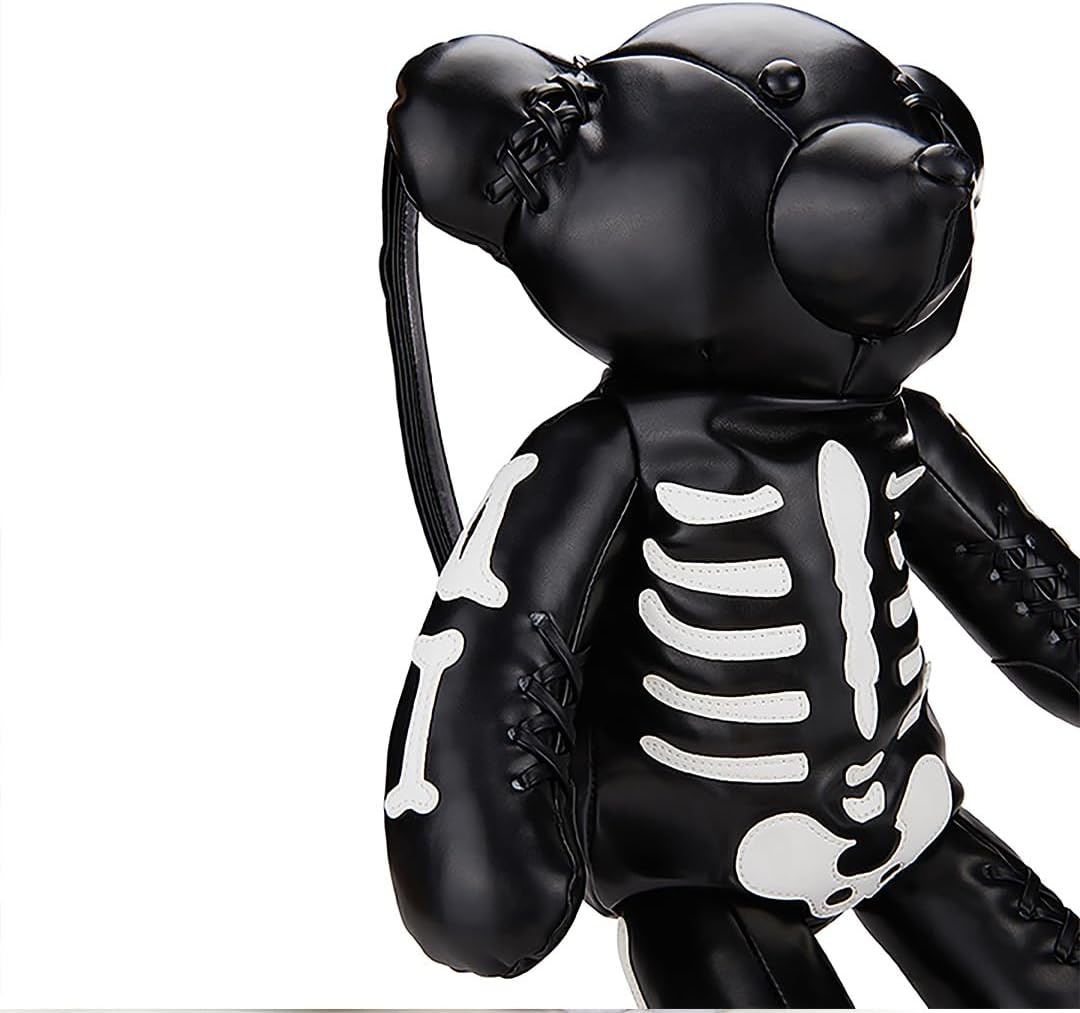 image:imageDolls Kill Deady Teddy Backpack Skeleton Appliqus Vegan Leather BlackDeady Teddy Black