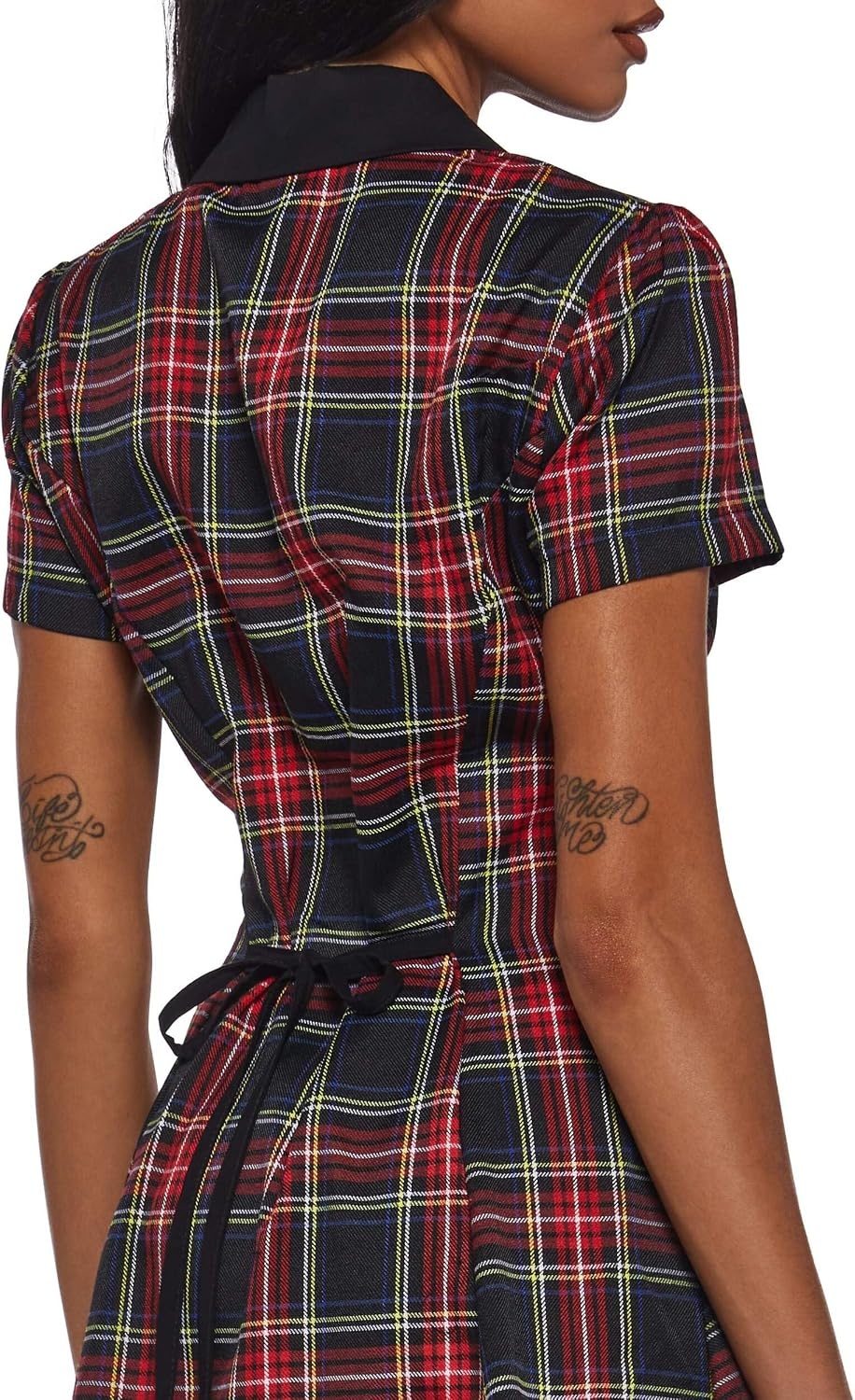 image:imageDolls Kill Devil You Dont Exist Plaid Dress by Current Mood Fit amp Flare Plaid Dress with Notched Lapel for Grunge FashionBlack
