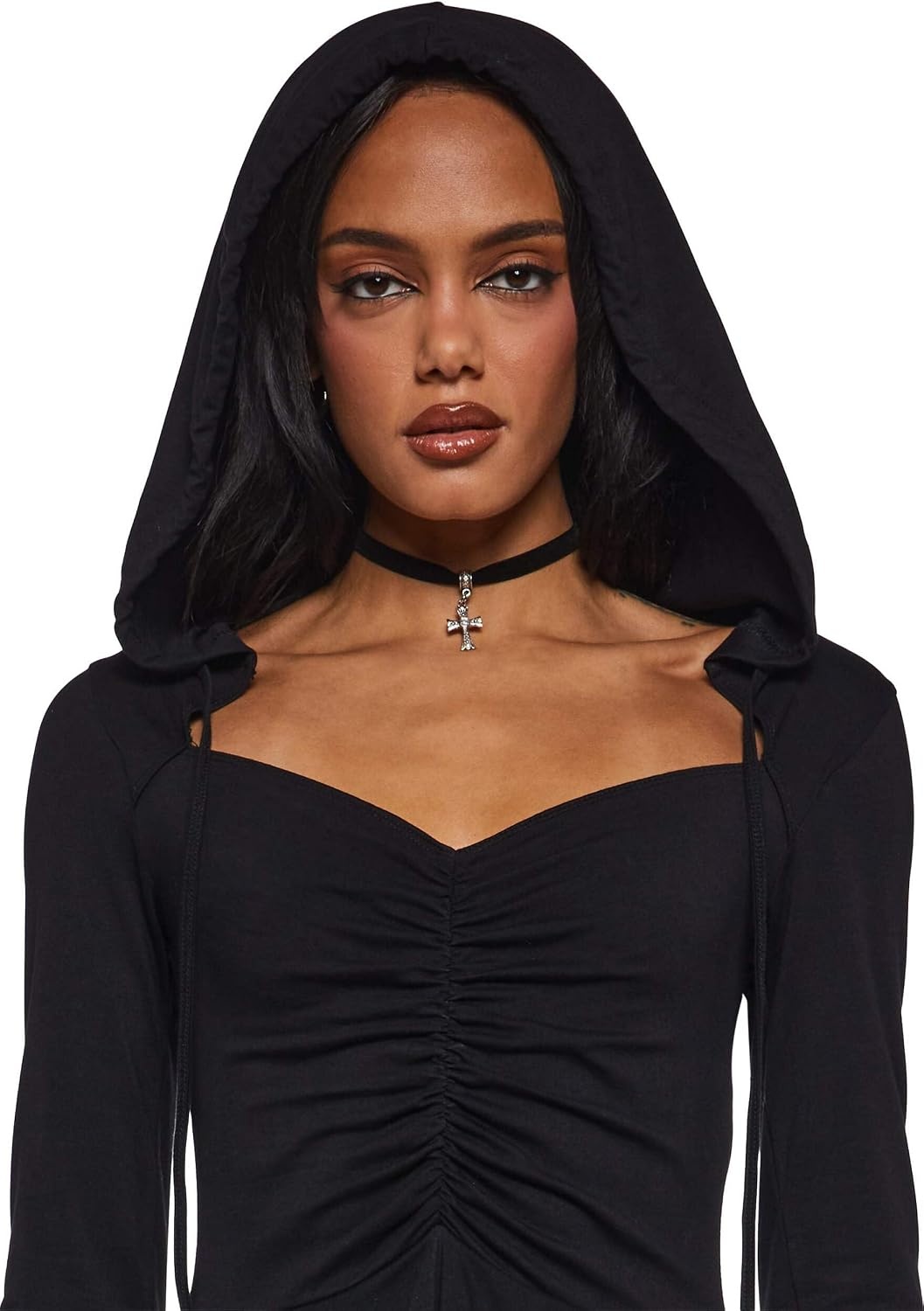 image:imageDolls Kill F is for Fairies Hooded Mini Dress by Current Mood Fabric Dress with Hoodie for Fairycore FashionBlack