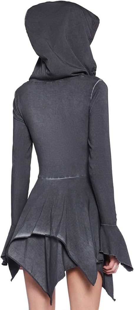 image:imageDolls Kill F is for Fairies Hooded Mini Dress by Current Mood Fabric Dress with Hoodie for Fairycore FashionGray