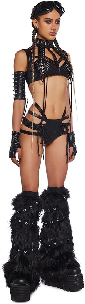 image:imageDolls Kill Rude Awakening Harness Bra Top by Club Exx Vegan Leather LaceUp Cropped Fit for Festivals and RavesBlack
