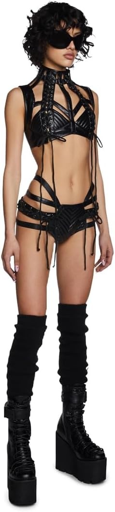 image:imageDolls Kill Rude Awakening LaceUp Shorts by Club Exx Vegan Leather LaceUp Comfortable Fit for Festivals amp RavesBlack