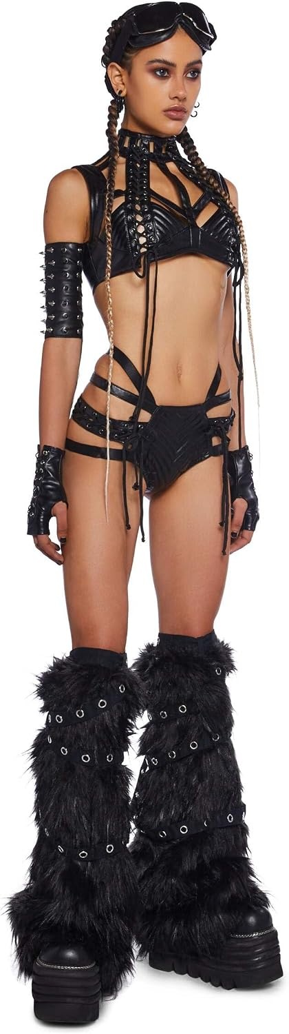 image:imageDolls Kill Rude Awakening LaceUp Shorts by Club Exx Vegan Leather LaceUp Comfortable Fit for Festivals amp RavesBlack