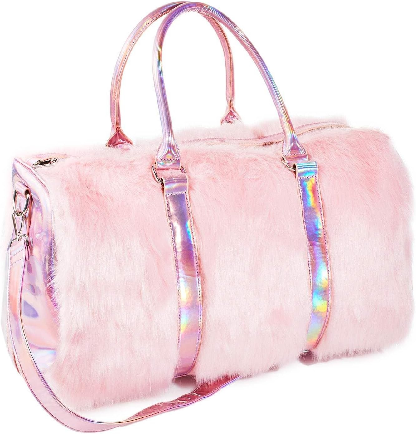 image:imageDolls Kill Shagadelic Weekender by Sugar Thrillz Pink Faux Fur Bag With Adjustable Straps Perfect for TravelPink