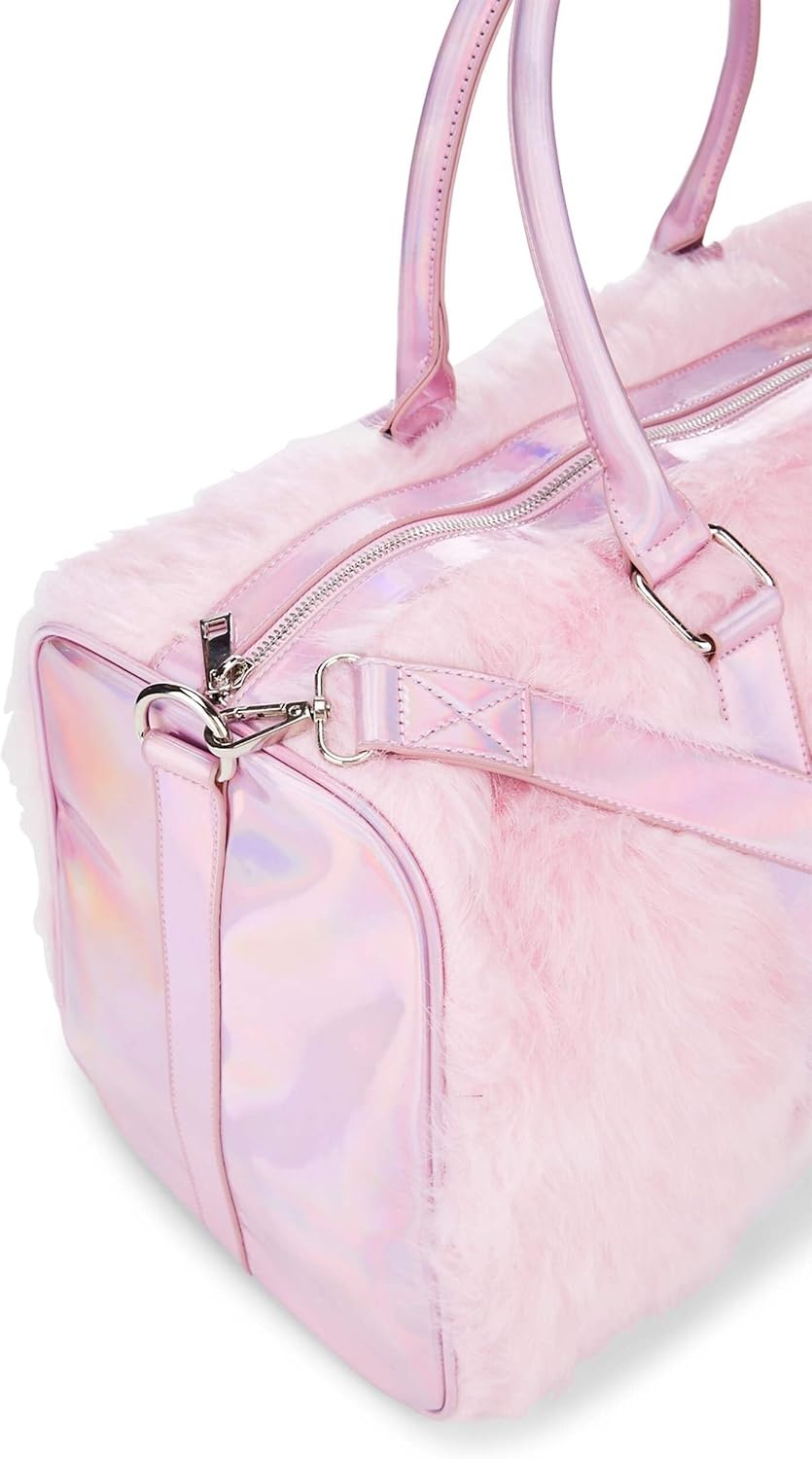 image:imageDolls Kill Shagadelic Weekender by Sugar Thrillz Pink Faux Fur Bag With Adjustable Straps Perfect for TravelPink