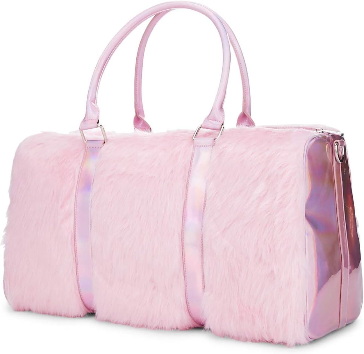 image:imageDolls Kill Shagadelic Weekender by Sugar Thrillz Pink Faux Fur Bag With Adjustable Straps Perfect for TravelPink