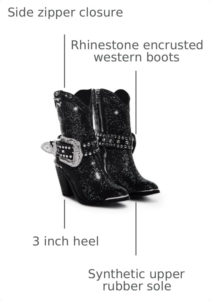 image:imageDolls Kill Sheriff Shine Cowboy Boots by Club Exx Rhinestone Encrusted Boots Made From Vegan LeatherBlack