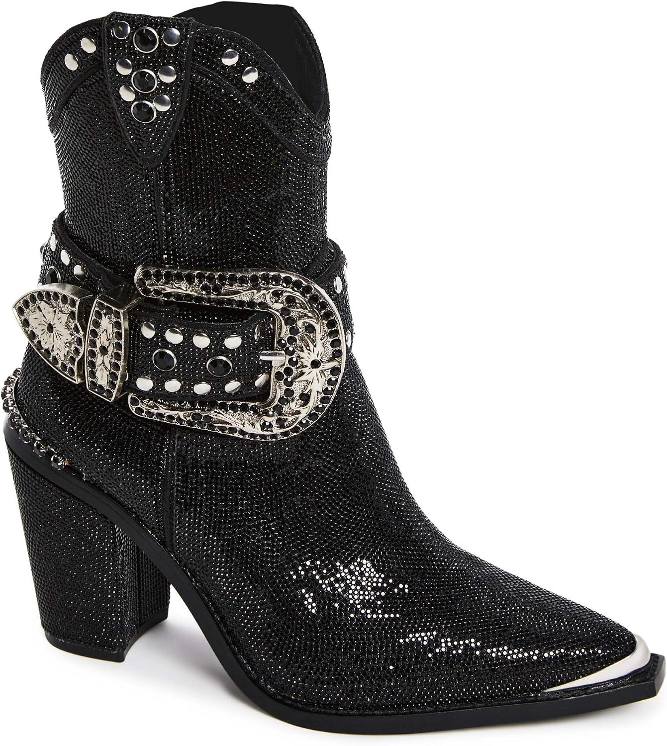 image:imageDolls Kill Sheriff Shine Cowboy Boots by Club Exx Rhinestone Encrusted Boots Made From Vegan LeatherBlack