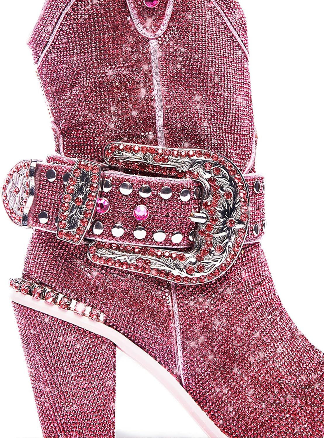 image:imageDolls Kill Sheriff Shine Cowboy Boots by Club Exx Rhinestone Encrusted Boots Made From Vegan LeatherPink