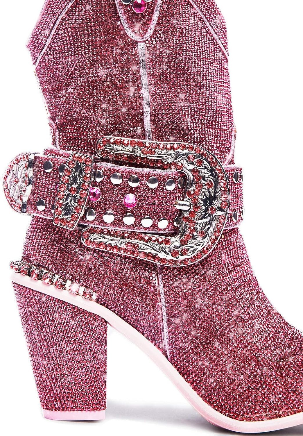image:imageDolls Kill Sheriff Shine Cowboy Boots by Club Exx Rhinestone Encrusted Boots Made From Vegan LeatherPink