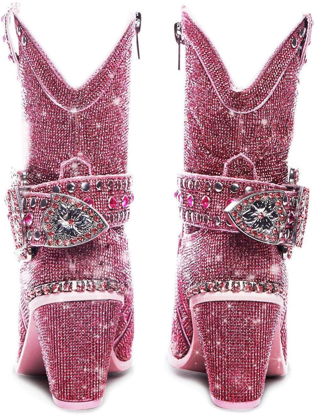 image:imageDolls Kill Sheriff Shine Cowboy Boots by Club Exx Rhinestone Encrusted Boots Made From Vegan LeatherPink