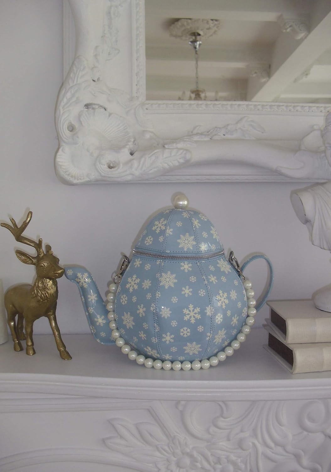 image:imageDolls Kill Tea Society Handbag by Sugar Thrillz Whimsical Tea Party Mini Purse with Pearl StrapBlue