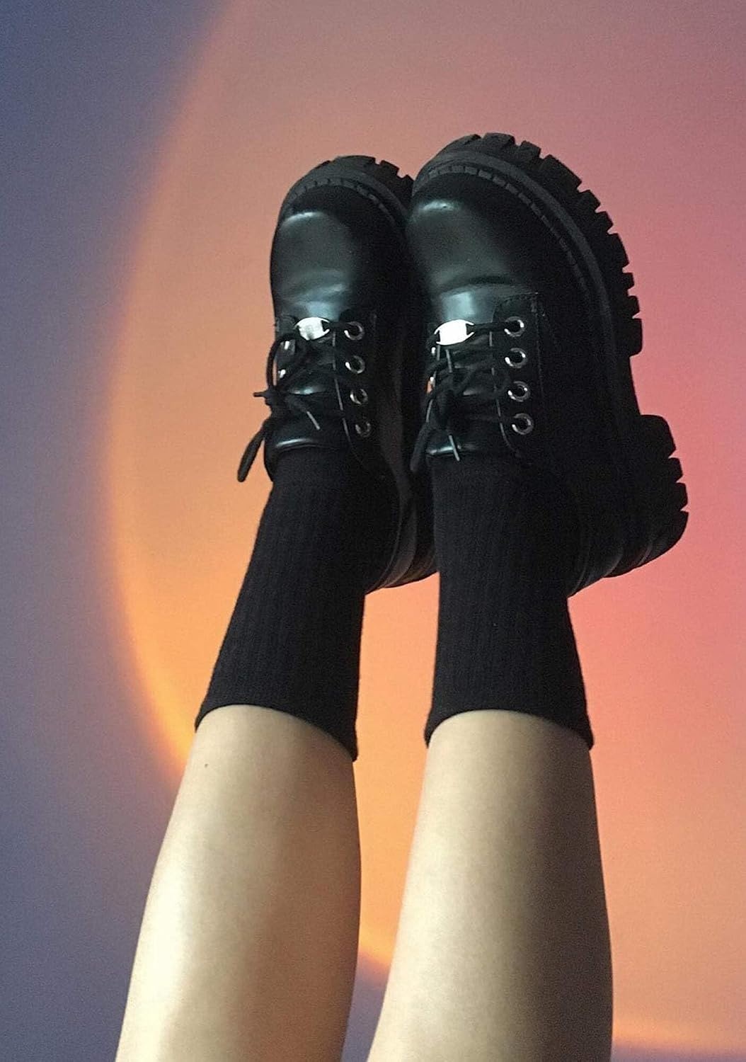 image:imageDolls Kill Teen Craft Oxford Shoes by Delias Vegan Leather LaceUp Chunky Platform ShoesBlack