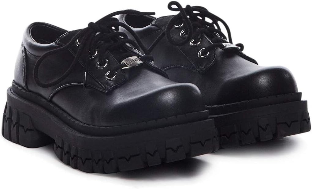 image:imageDolls Kill Teen Craft Oxford Shoes by Delias Vegan Leather LaceUp Chunky Platform ShoesBlack