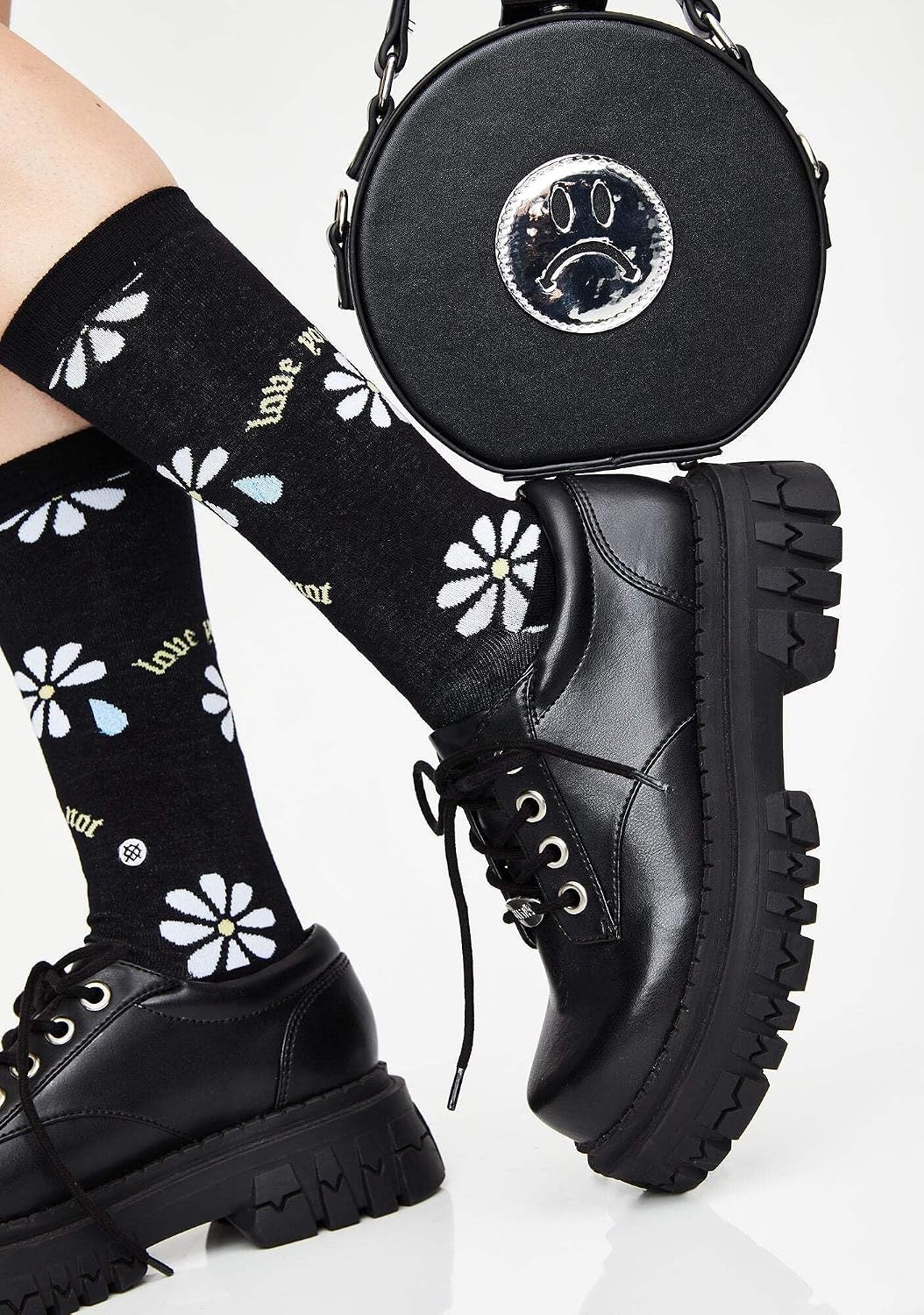 image:imageDolls Kill Teen Craft Oxford Shoes by Delias Vegan Leather LaceUp Chunky Platform ShoesBlack