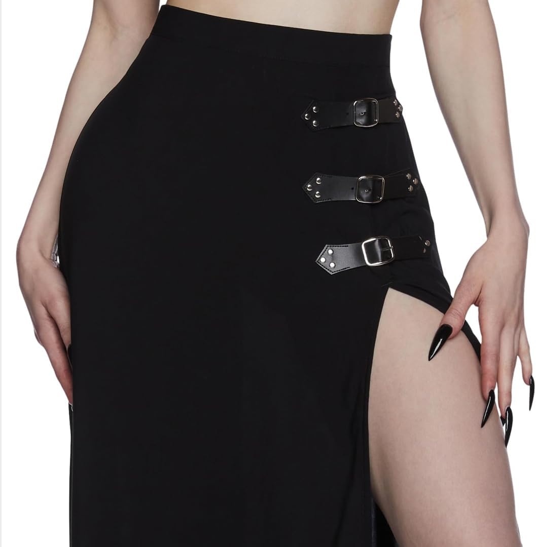 image:imageDolls Kill Twilight Doom Maxi Skirt by Widow Gothic Skirt with Side Slit and Zipper Closure Perfect for Any OccasionBlack