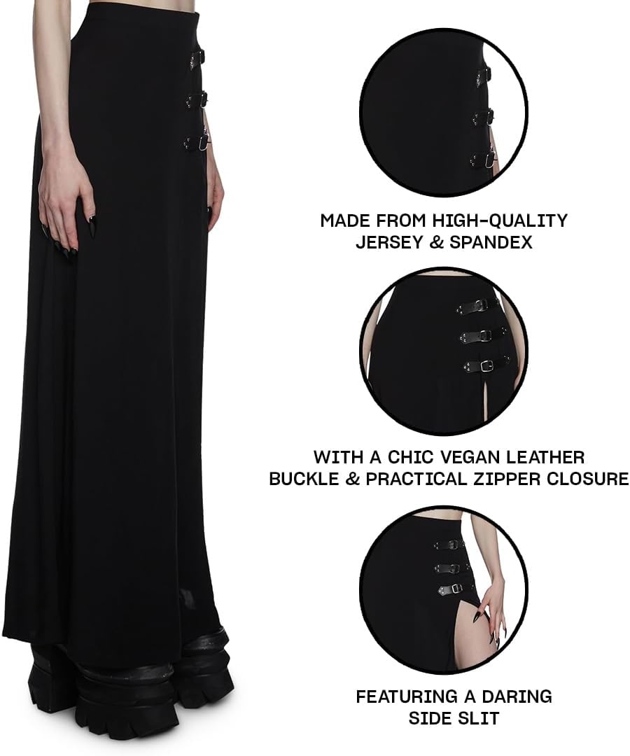 image:imageDolls Kill Twilight Doom Maxi Skirt by Widow Gothic Skirt with Side Slit and Zipper Closure Perfect for Any OccasionBlack