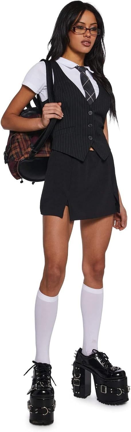 image:imageDolls Kill Under The Boardwalk Mini Skort by Delias Stretchy Mini Skort for Casual Beachwear FashionBlack
