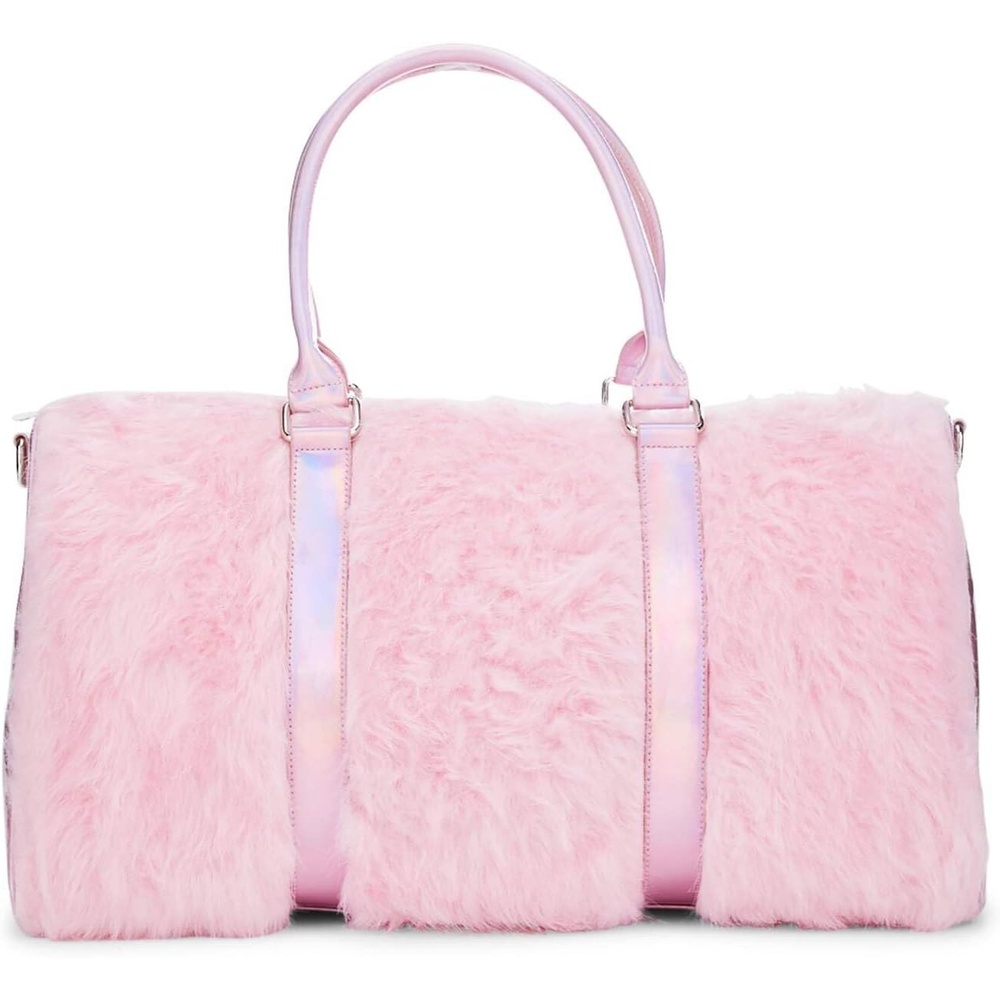 image:imageDolls Kill Shagadelic Weekender by Sugar Thrillz Pink Faux Fur Bag With Adjustable Straps Perfect for TravelPink