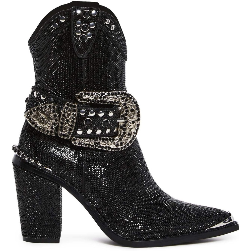 image:imageDolls Kill Sheriff Shine Cowboy Boots by Club Exx  Rhinestone Encrusted Boots Made From Vegan LeatherBlack