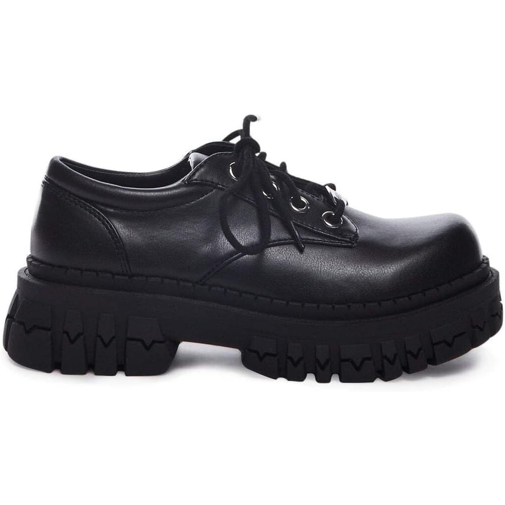 image:imageDolls Kill Teen Craft Oxford Shoes by Delias Vegan Leather LaceUp Chunky Platform ShoesBlack