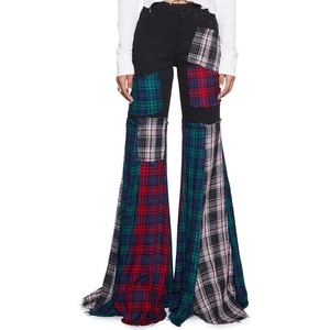 Dolls Kill Better Together Plaid Pants – Mixed Plaid, Wide Leg Pants, Perfect for Grunge Fashion(Multicolor)