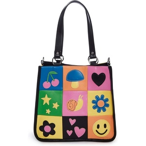 Dolls Kill Happy In My Mind Tote Bag by Delia’s– Vegan Leather Patchwork Handbag with Embroidered Appliques – One Size