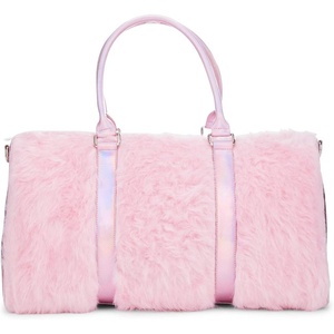 Dolls Kill Shagadelic Weekender by Sugar Thrillz – Pink Faux Fur Bag With Adjustable Straps, Perfect for Travel(Pink)