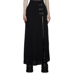 Dolls Kill Twilight Doom Maxi Skirt by Widow – Gothic Skirt with Side Slit and Zipper Closure, Perfect for Any Occasion(Black)