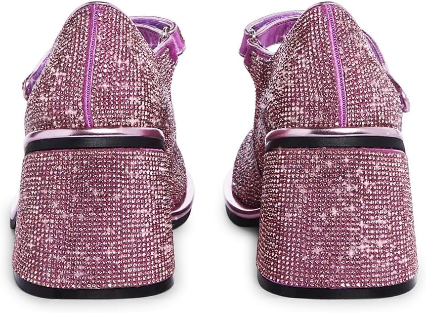 image:imageDolls Kill Desire Me Rhinestone Mary Janes by Sugar Thrillz Pumps with Sparkling Rhinestones Block Heels and HookandLoop Closure Perfect for Parties and Nights OutPink