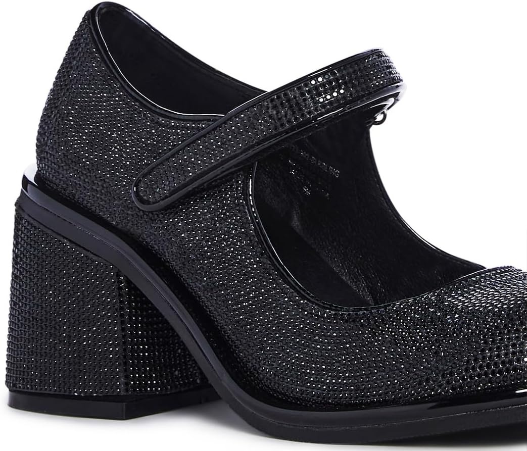 image:imageDolls Kill Desire Me Rhinestone Mary Janes by Sugar Thrillz Pumps with Sparkling Rhinestones Block Heels and HookandLoop Closure Perfect for Parties and Nights OutBlack