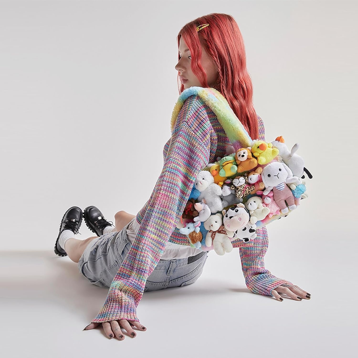 image:imageDolls Kill Fun N Games Plush Tote by Delias Faux Fur Bag With Animal Plush Pink