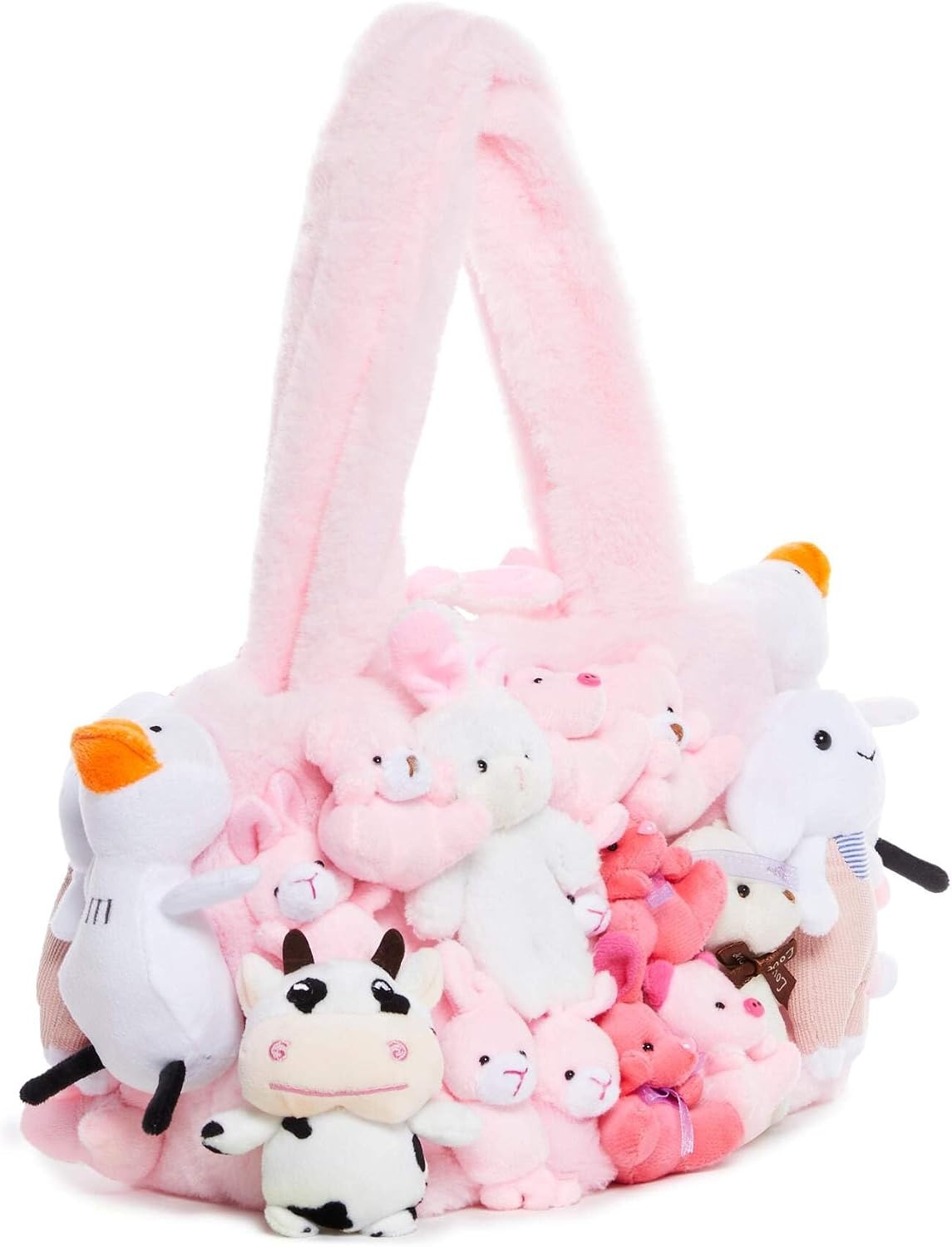 image:imageDolls Kill Fun N Games Plush Tote by Delias Faux Fur Bag With Animal Plush Pink