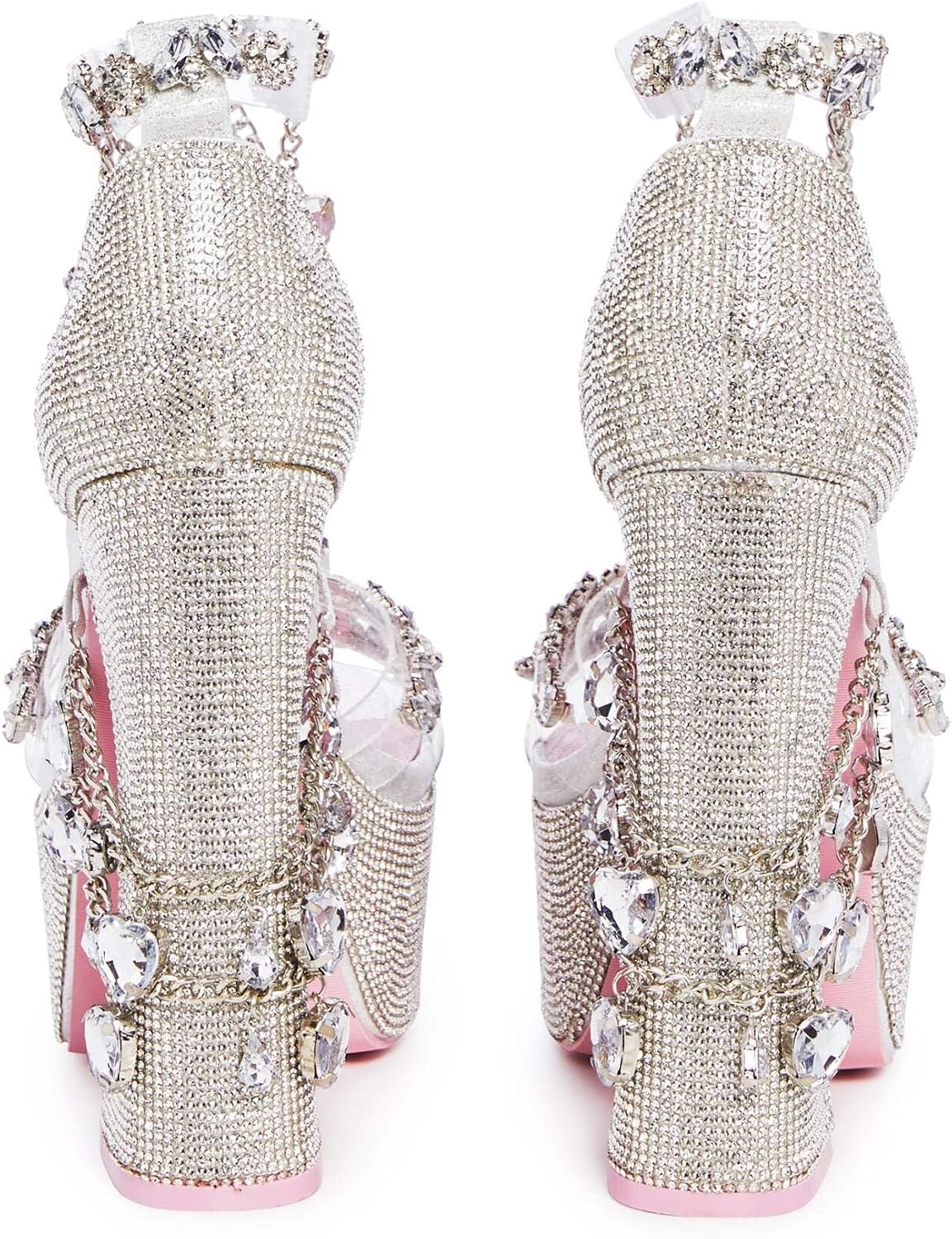 image:imageDolls Kill Holy Revelation Platform Heels by Sugar Thrillz Velvet Heels with Pearl Beads amp Adjustable StrapsSilver
