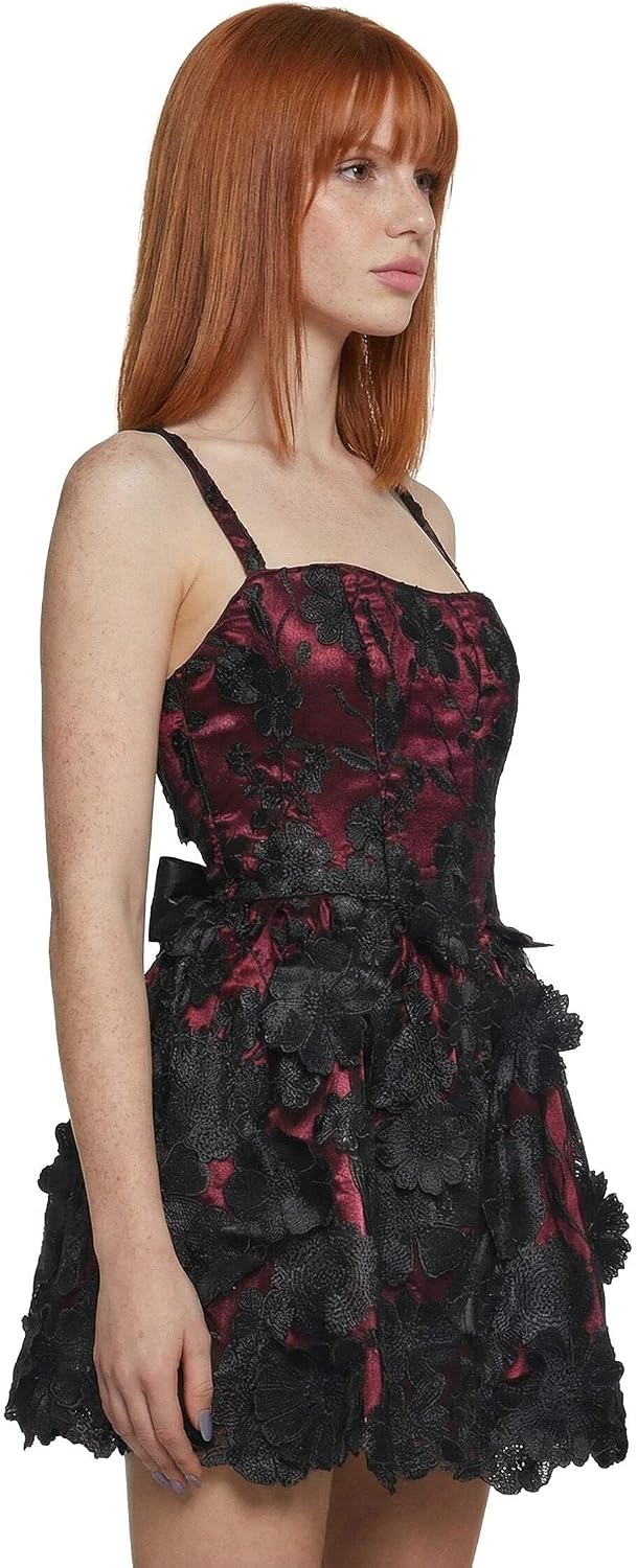 image:imageDolls Kill Magic Moves Corset Dress by Sugar Thrillz Taffeta Corset Dress with Fishnet Mesh Petticoat amp LaceUp BackMulti