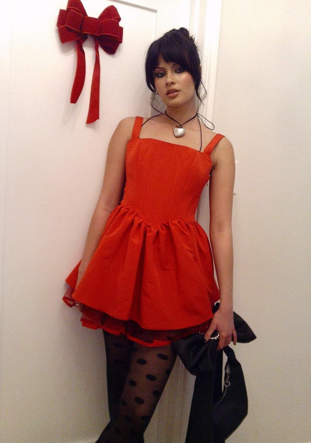 image:imageDolls Kill Magic Moves Corset Dress by Sugar Thrillz Taffeta Corset Dress with Fishnet Mesh Petticoat amp LaceUp BackRed
